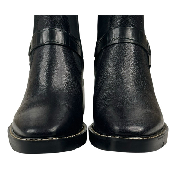 Donald Pliner Mai Womens Black Leather Moto Booties Harness Size 7.5M New $298 - Picture 3 of 12